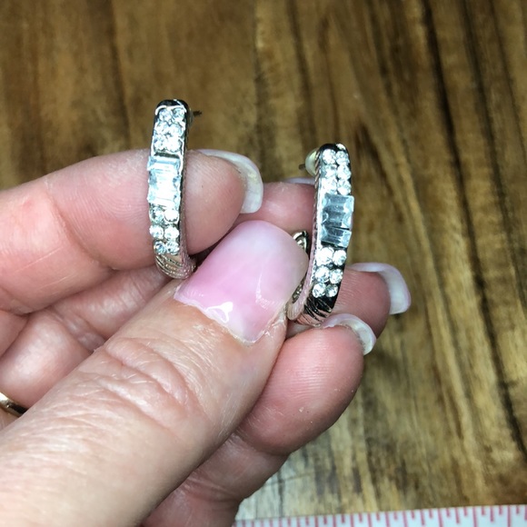Jewelry - 3/$25 Silver Rhinestone Stud C-Hoop Earrings